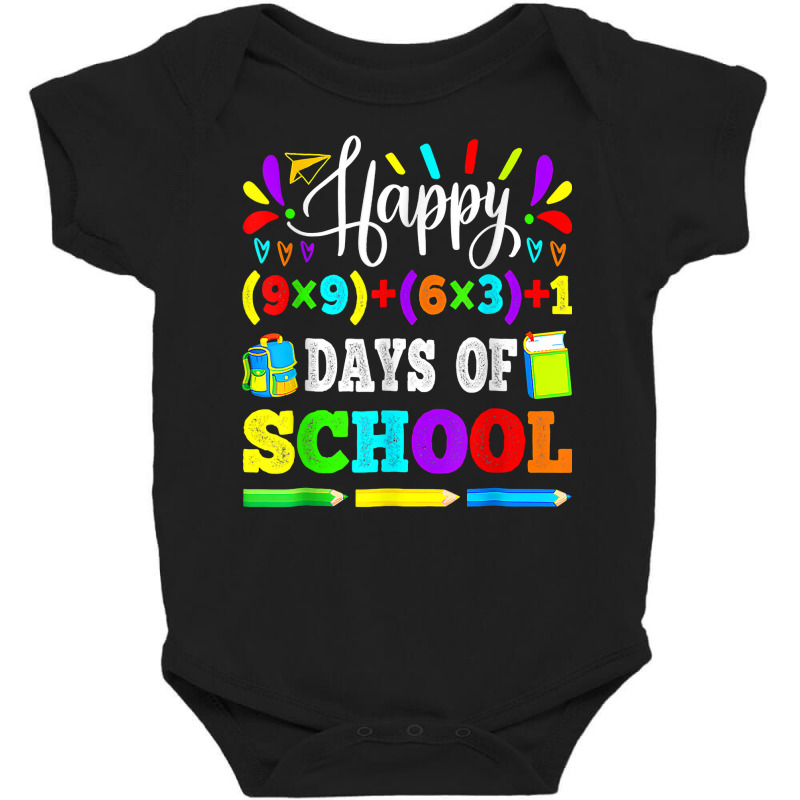 Happy 100 Days Of School 100th Math Equation Teacher Kids T Shirt Baby Bodysuit by hoasantiaz | Artistshot