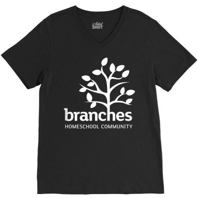 Branches Homeschool White Logo T Shirt V-neck Tee Designed By Ameliahamrick