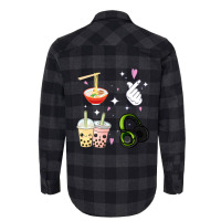 Cute Kawaii K Pop Ramen Boba Bubble Tea K Drama Lover Flannel Shirt | Artistshot