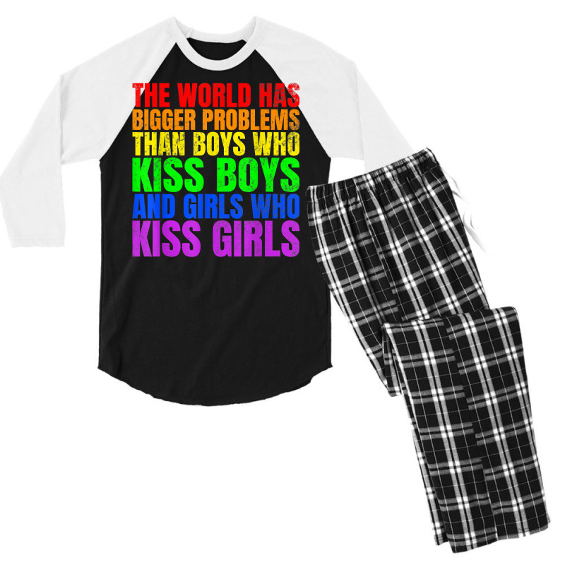 The World Has Bigger Problems Than Lgbtq+ People T Shirt Men's 3/4 Sleeve Pajama Set by araceliphexy | Artistshot