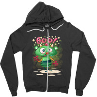 Cartoon Cute Confused Green Horn Monster Boo Zipper Hoodie | Artistshot