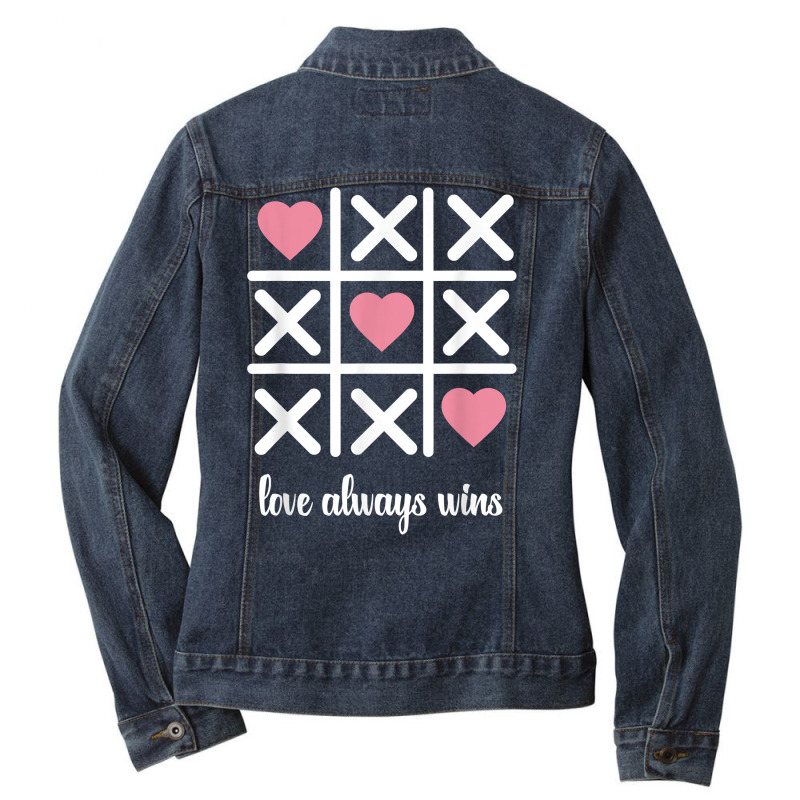 Valentine's Day Board Game Heart Love Couple Date Married T Shirt Ladies Denim Jacket by shanesxk | Artistshot