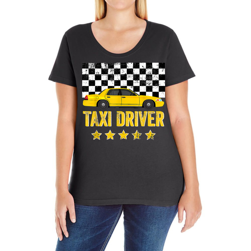 Taxi Cab Driver Vintage Checker Gift Tee For Dads & Kids T Shirt Ladies Curvy T-Shirt by kaykemyjoa | Artistshot