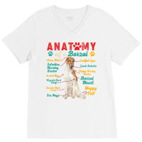 Vintage Anatomy Of A Borzoi Clever Soulful Happy Tails T Shirt V-neck Tee | Artistshot