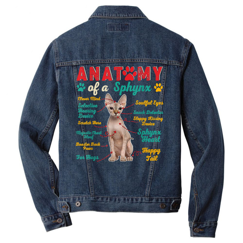 Vintage Anatomy Of A Sphynx Clever Soulful Happy Tails T Shirt Men Denim Jacket | Artistshot