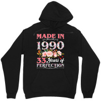 Womens Made In 1990 Floral 33 Year Old 33rd Birthday Gift For Women T Unisex Hoodie | Artistshot