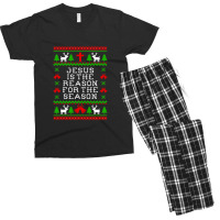 Jesus Is The Reason For The Season - Ugly Christmas Sweater Style Men's T-shirt Pajama Set | Artistshot