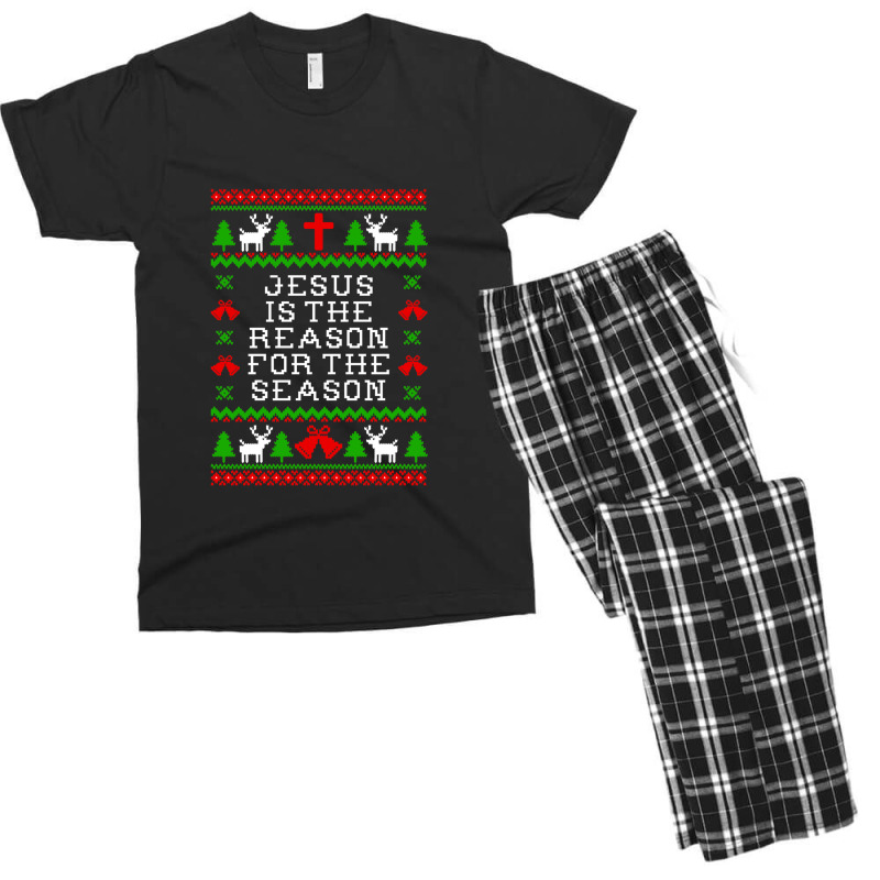 Jesus Is The Reason For The Season - Ugly Christmas Sweater Style Men's T-shirt Pajama Set by ChristineErevelles | Artistshot