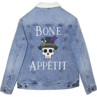 Vintage New Orleans Theme Voodoo Skull Fun Bone Appetit Pun T Shirt Unisex Sherpa-lined Denim Jacket | Artistshot