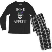 Vintage New Orleans Theme Voodoo Skull Fun Bone Appetit Pun T Shirt Men's Long Sleeve Pajama Set | Artistshot