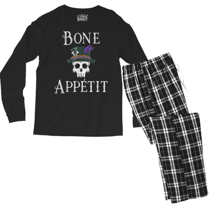 Vintage New Orleans Theme Voodoo Skull Fun Bone Appetit Pun T Shirt Men's Long Sleeve Pajama Set by kamrynshut8 | Artistshot