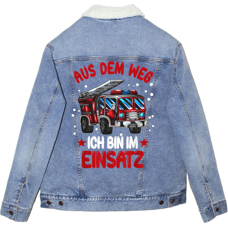 Youth Fire Department Fire Truck Out Of The Way I'm On Duty T Shirt Unisex Sherpa-lined Denim Jacket | Artistshot