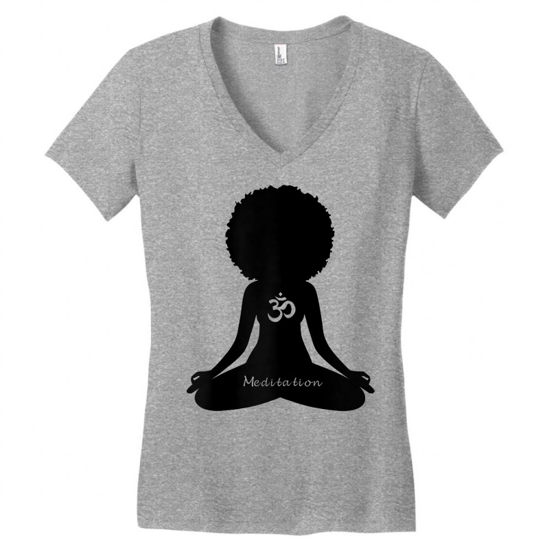 Womens Meditation Om Melanin Empowerment Yoga Meditation T Shirt Women's V-Neck T-Shirt by kamrynshut8 | Artistshot