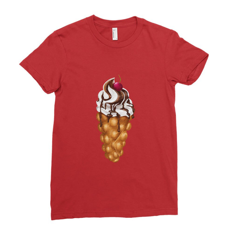 Bubble Waffle Ice Cream Ladies Fitted T-Shirt by semartahu | Artistshot