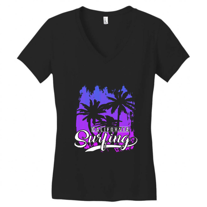 California Surfing Women's V-Neck T-Shirt by semartahu | Artistshot