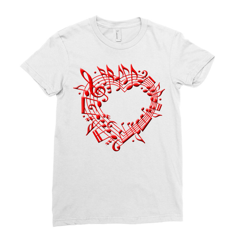 Heart Shape Musical Notes Music Lovers Gifts Valentines Day T Shirt Ladies Fitted T-Shirt by kulowbu | Artistshot