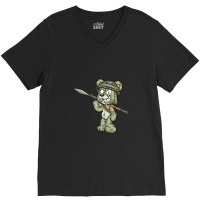 Cartoon Soldier Bear V-neck Tee | Artistshot