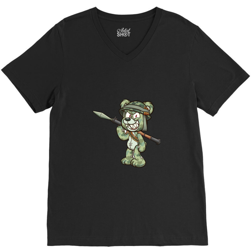 Cartoon Soldier Bear V-neck Tee | Artistshot