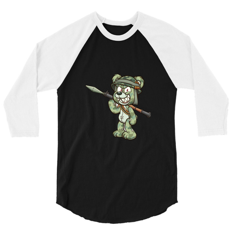 Cartoon Soldier Bear 3/4 Sleeve Shirt | Artistshot