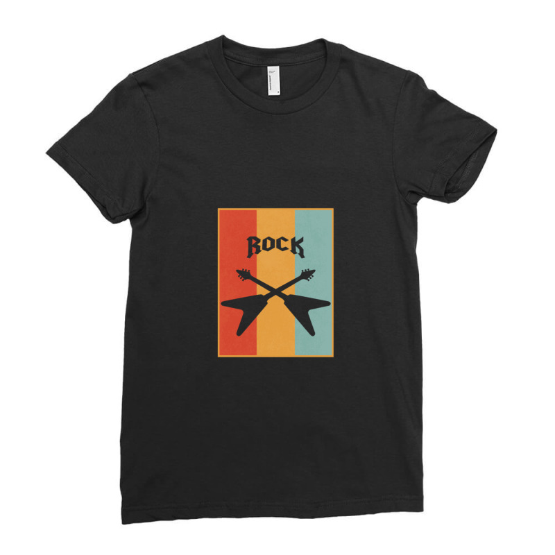 Rock Music Rock Guitar Instrument Music Ladies Fitted T-Shirt by KevinKennemore | Artistshot