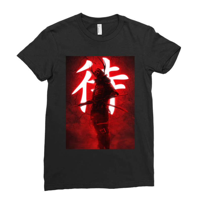 Warrior Red Samurai Ladies Fitted T-Shirt by apolitery | Artistshot