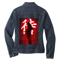 Warrior Red Samurai Ladies Denim Jacket | Artistshot