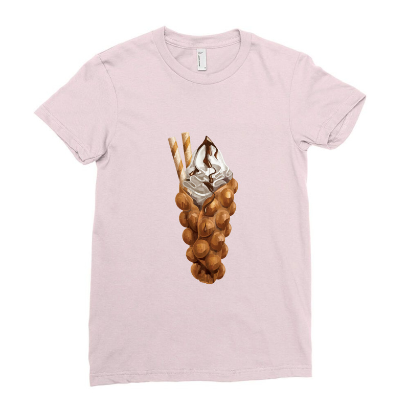 Eggette Bubble Waffle Vanilla Ice Cream,egg Bubble Waffle Van Ladies Fitted T-Shirt by marinah | Artistshot