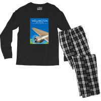 Wellington New Zealand Flight Poster 1.png Men's Long Sleeve Pajama Set | Artistshot