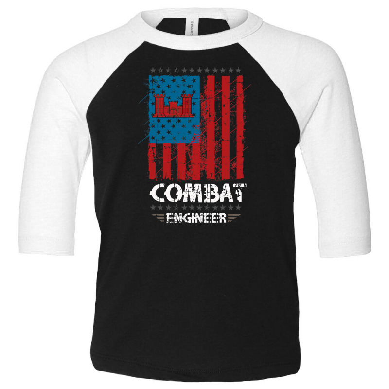 Combat Engineer American Flag Toddler 3/4 Sleeve Tee by AdeArt | Artistshot