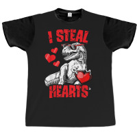 Boys Valentines Day Kids Dinosaur T Rex Lover I Steal Hearts Graphic T-shirt | Artistshot