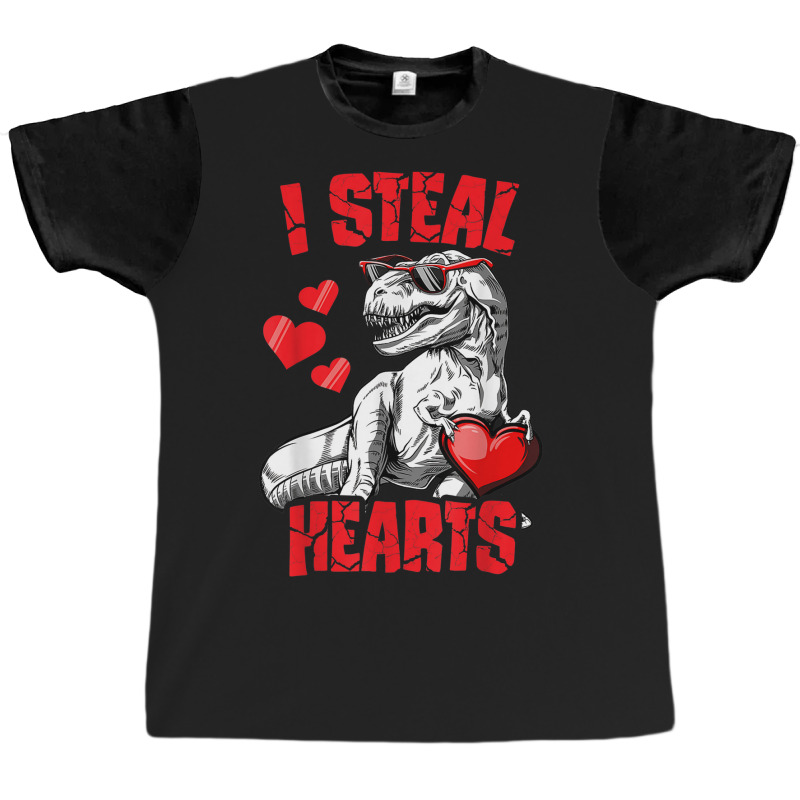 Boys Valentines Day Kids Dinosaur T Rex Lover I Steal Hearts Graphic T-shirt | Artistshot