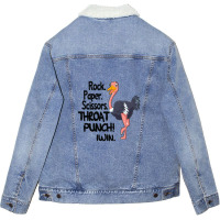 Rock Paper Scissors Throat Punch I Win Unisex Sherpa-lined Denim Jacket | Artistshot