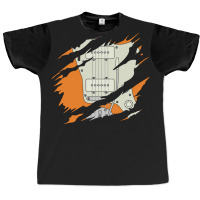 Ripped Electric Guitar Offset Style Orange Color Graphic T-shirt | Artistshot