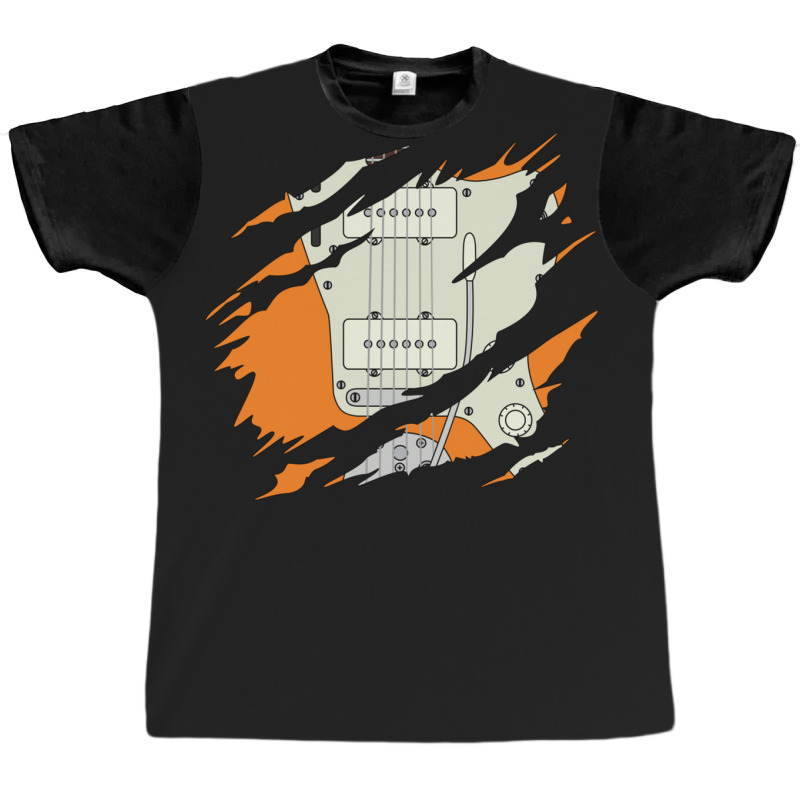 Ripped Electric Guitar Offset Style Orange Color Graphic T-shirt | Artistshot