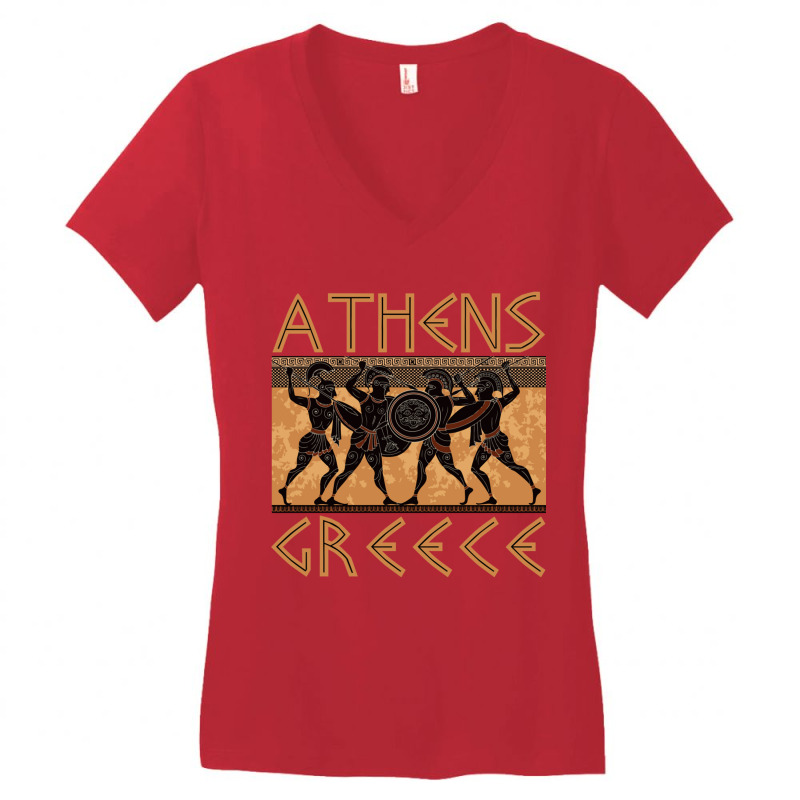 Ancient Greece Warrior Greek Mythology Athens Souvenir Long Sleeve T S Women's V-Neck T-Shirt by bettincam | Artistshot