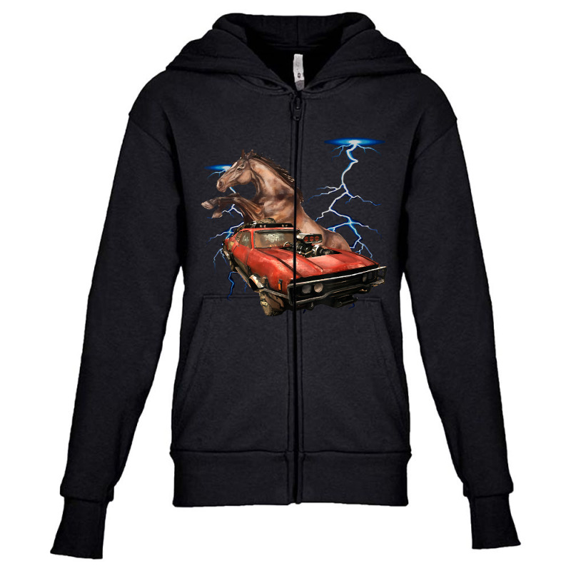 American Muscle Cars - Thunderstorm Car - Auto Mechanic Gift Youth Zipper Hoodie by RachelRenePeckham | Artistshot