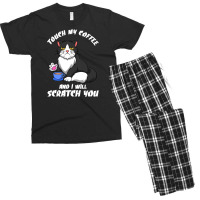 Cute Angry Cat With Coffee Office Work Men's T-shirt Pajama Set | Artistshot