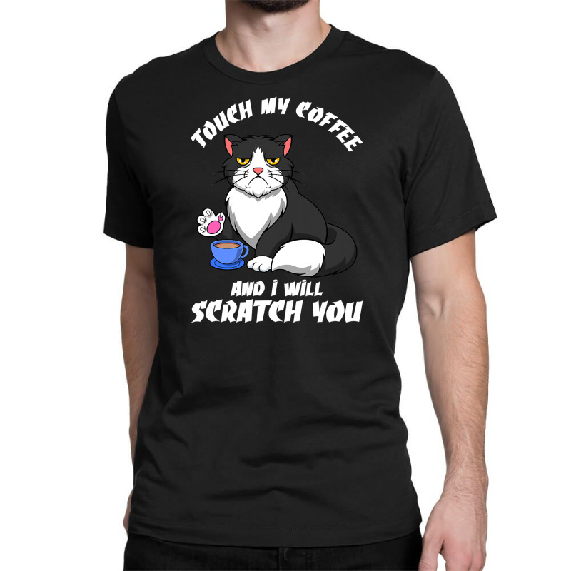 Cute Angry Cat With Coffee Office Work Classic T-shirt by AdeArt | Artistshot