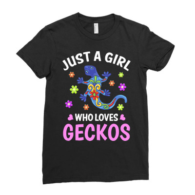 Gecko T  Shirt Just A Girl Who Loves Geckos T  Shirt Ladies Fitted T-shirt Designed By Mariegusikowski298