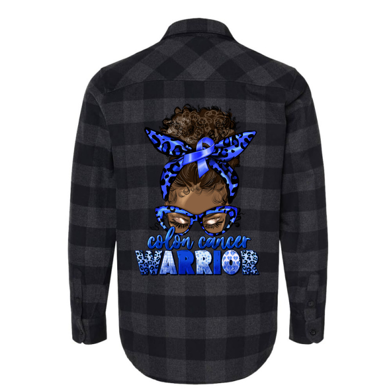 Colon Cancer Warrior Afro Messy Bun Flannel Shirt | Artistshot