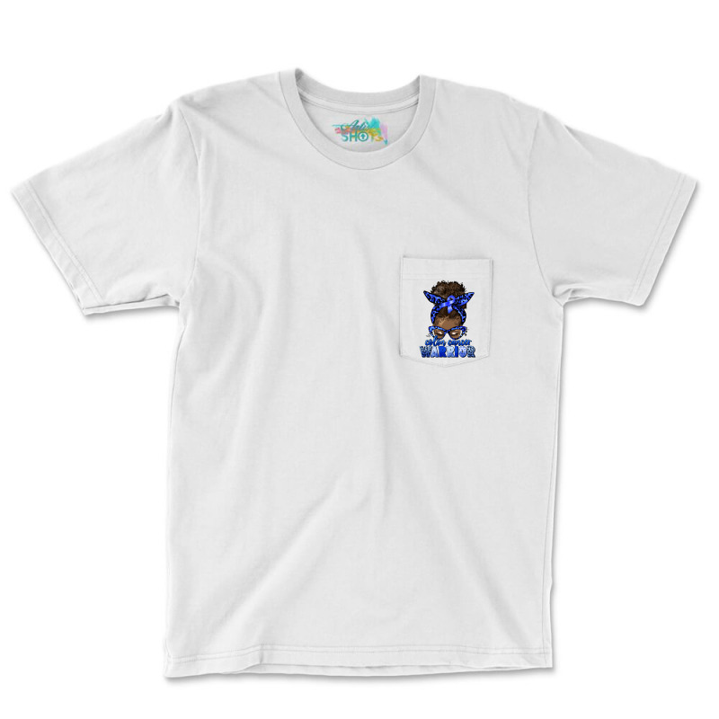 Colon Cancer Warrior Afro Messy Bun Pocket T-shirt | Artistshot