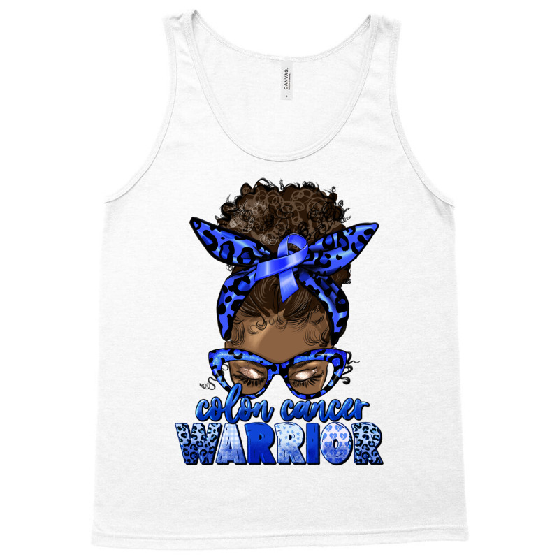 Colon Cancer Warrior Afro Messy Bun Tank Top | Artistshot