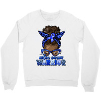 Colon Cancer Warrior Afro Messy Bun Crewneck Sweatshirt | Artistshot