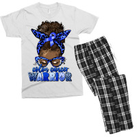 Colon Cancer Warrior Afro Messy Bun Men's T-shirt Pajama Set | Artistshot