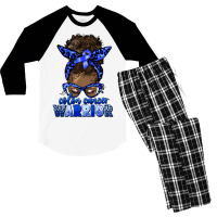 Colon Cancer Warrior Afro Messy Bun Men's 3/4 Sleeve Pajama Set | Artistshot