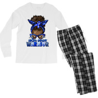 Colon Cancer Warrior Afro Messy Bun Men's Long Sleeve Pajama Set | Artistshot