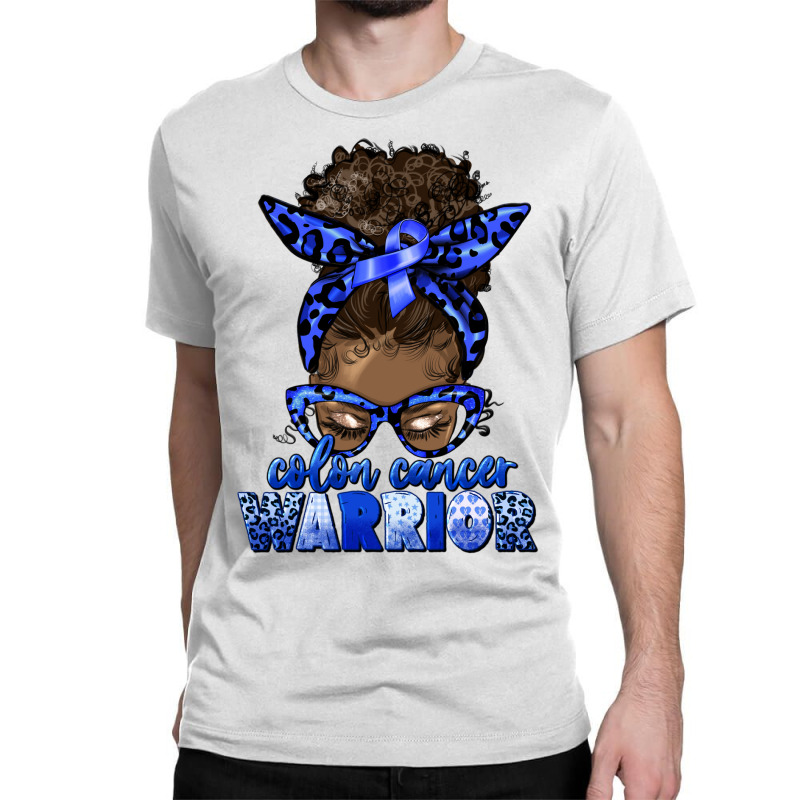 Colon Cancer Warrior Afro Messy Bun Classic T-shirt | Artistshot