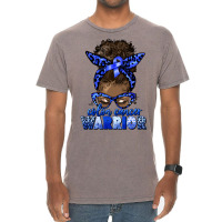 Colon Cancer Warrior Afro Messy Bun Vintage T-shirt | Artistshot