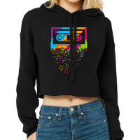 Retro 80's 90's Music Notes Cassette Tape Cropped Hoodie | Artistshot