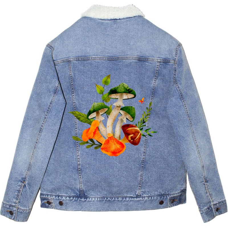 Mushroom Unisex Sherpa-Lined Denim Jacket by Polysh28 | Artistshot